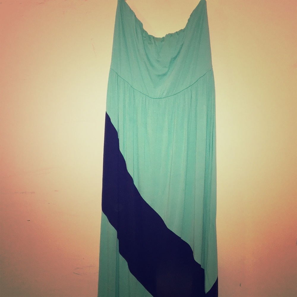 Blue and teal striped maxi