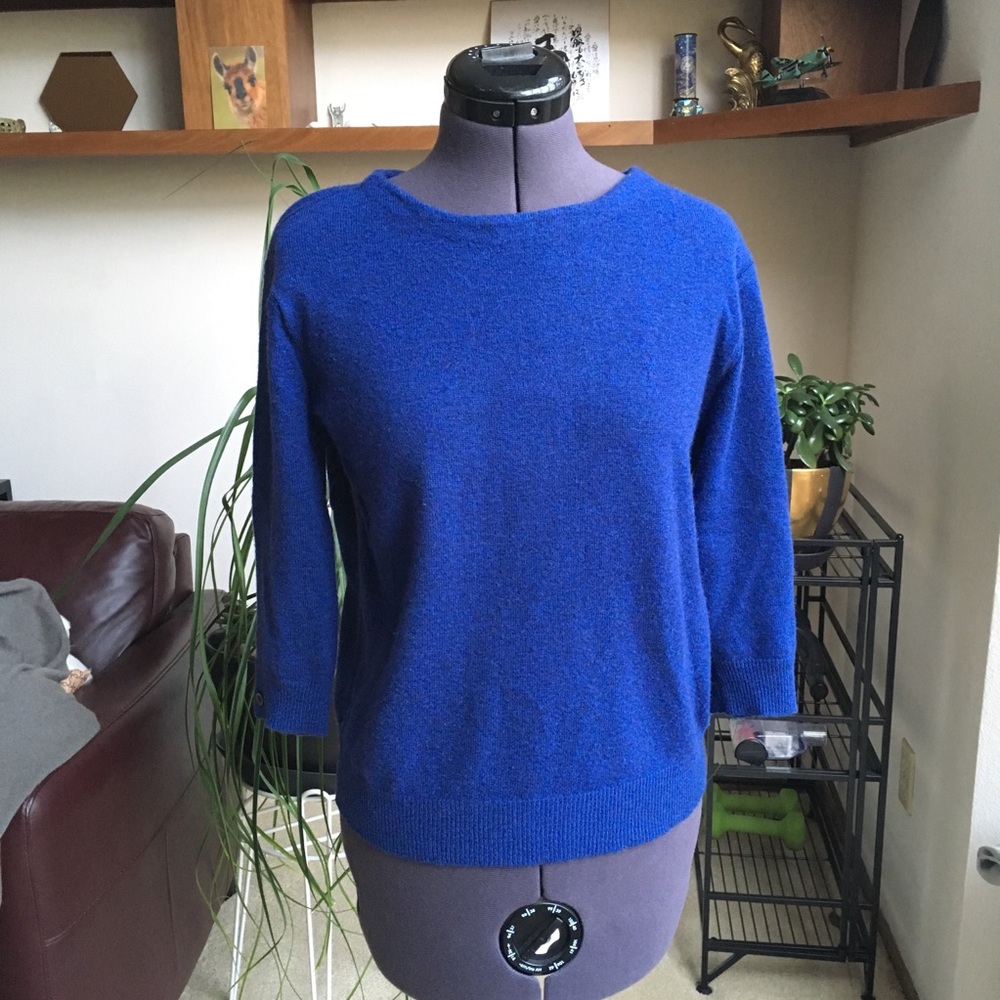 Magaschoni Blue Cashmere Sweater 3/4 Sleeves S 2 4