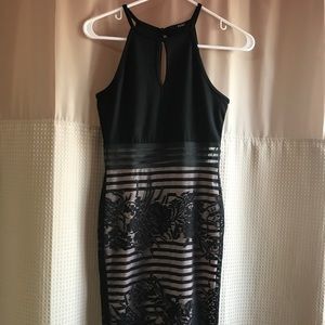 Black and nude halter dress