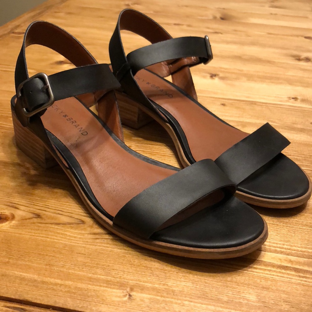 Lucky Brand black sandals, size 9