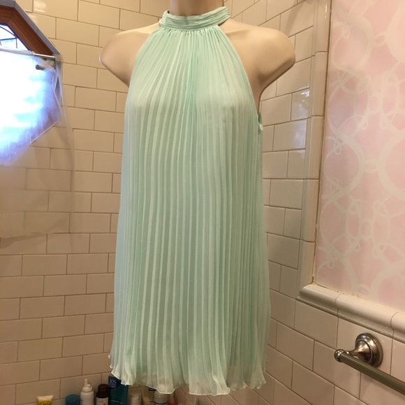 Worthington Tops - Worthington Mint Aqua Pleated High Neck Top