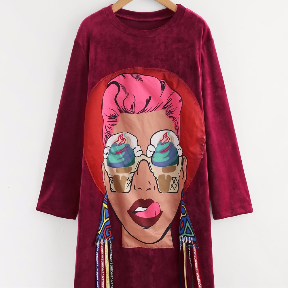 Head Print Long Dress