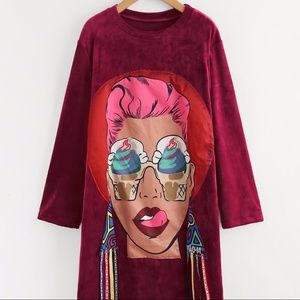 Head Print Long Dress