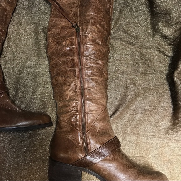 POUR LA VICTOIRE Tall Over The Knee Taupe Leather Studded  Pour La Victoire Over the Knee Boots