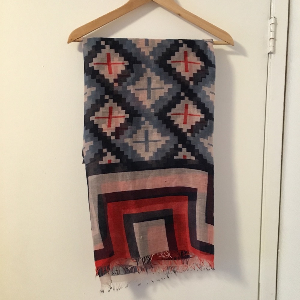 long light weight anthropologie scarf red blue