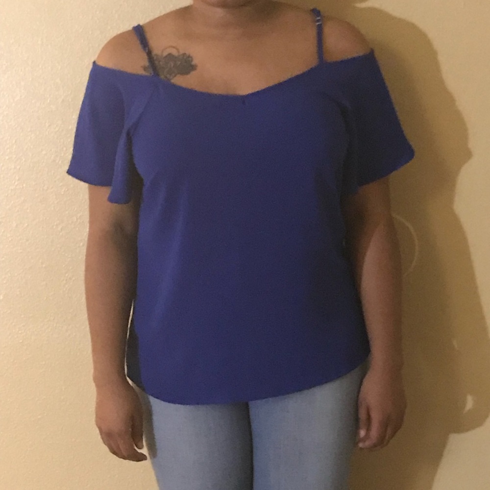 Blue off the shoulder