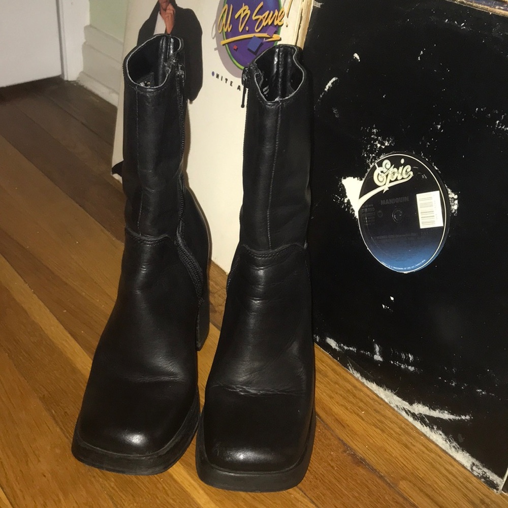 Authentic black leather boots