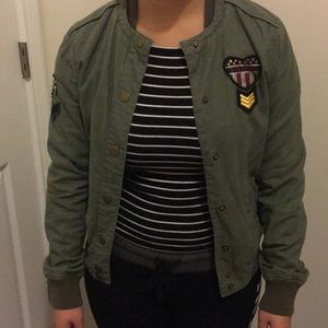 Bethany Mota Army Green Bomber Jacket