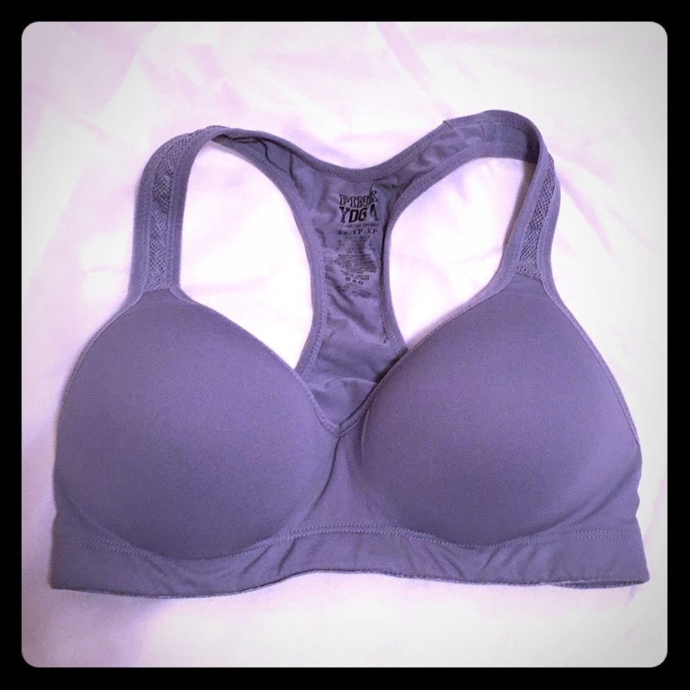 Gray PINK Yoga Sports Bra