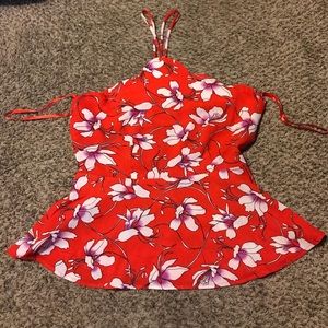High neck floral tank
