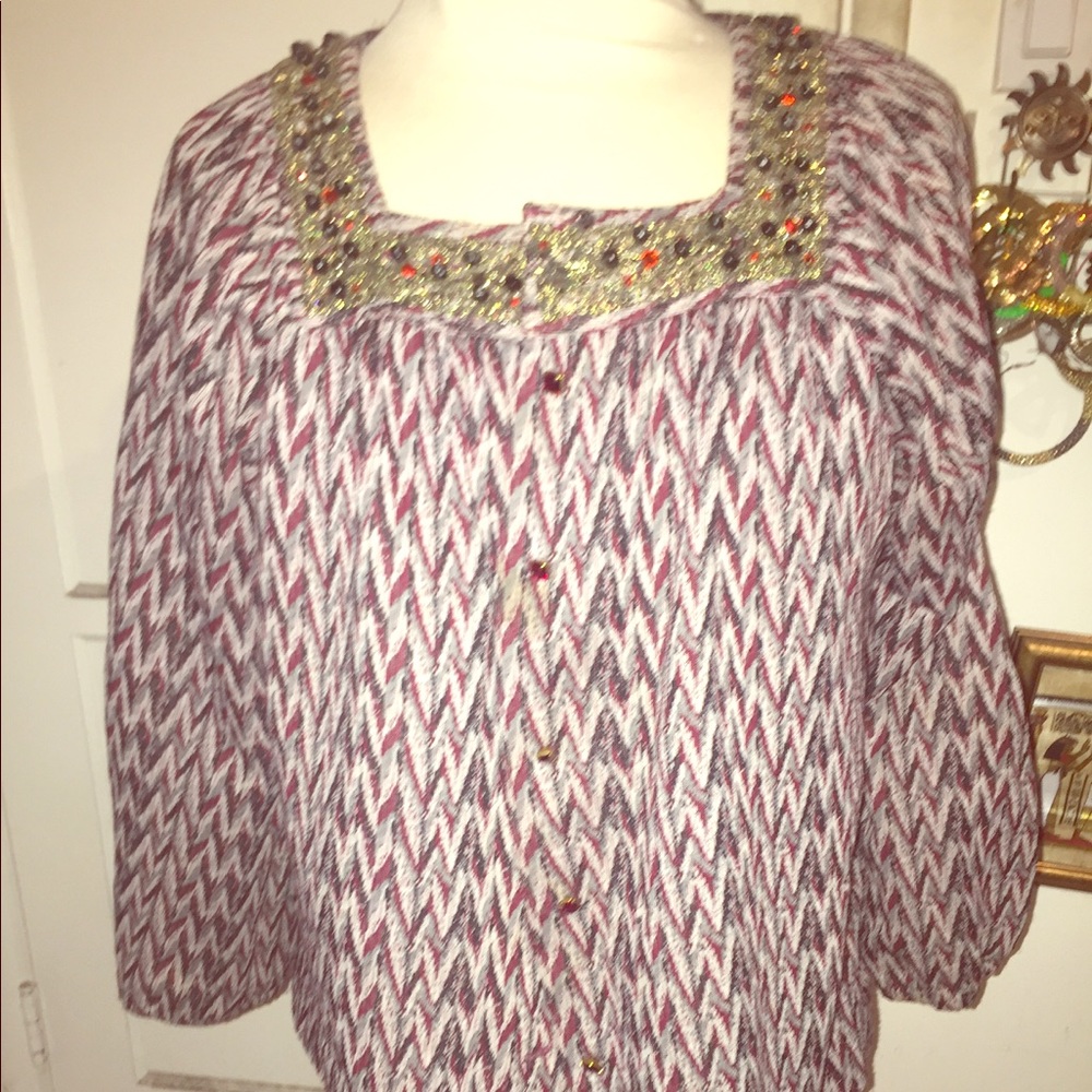 Vintage antique sweater with embroidery beadwork