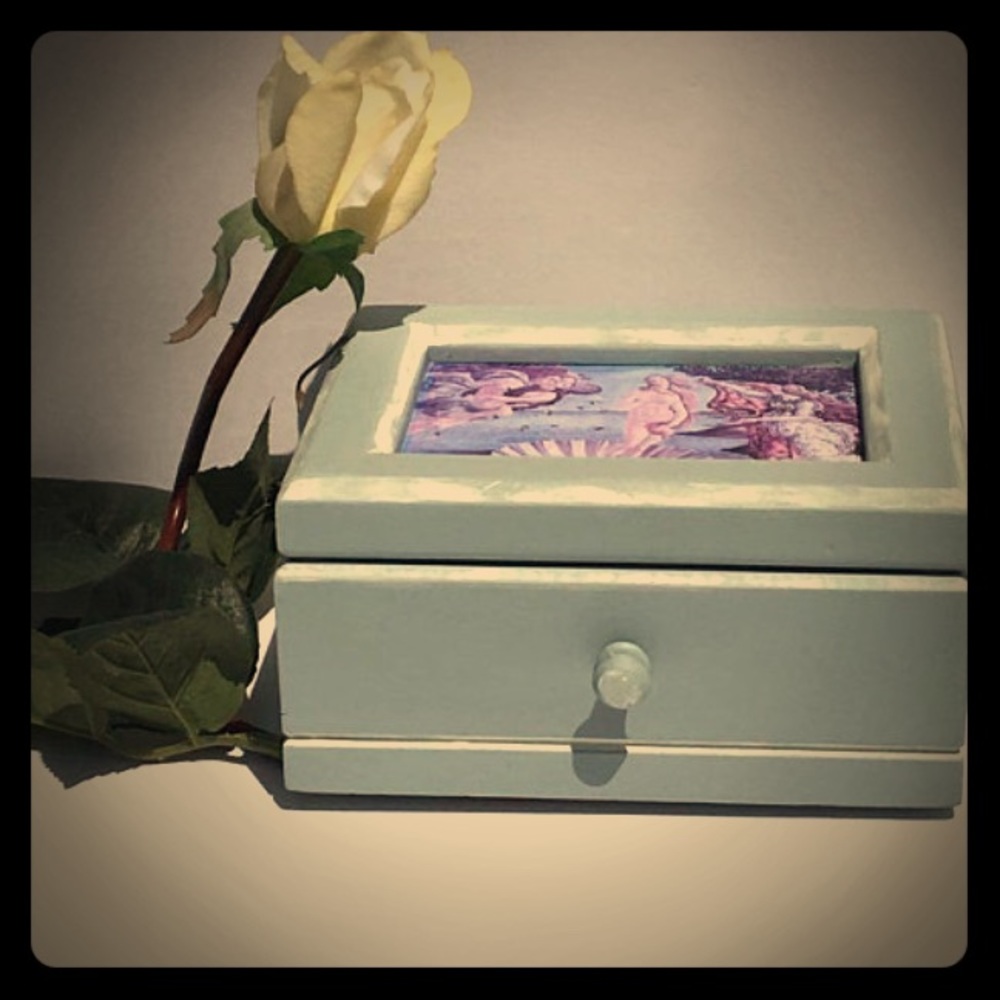 Venus Hand Painted Vintage Wood Jewelry Box
