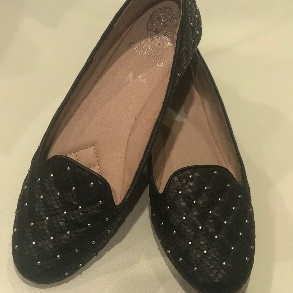 Black Leather Studded Vince Camuto Loafer