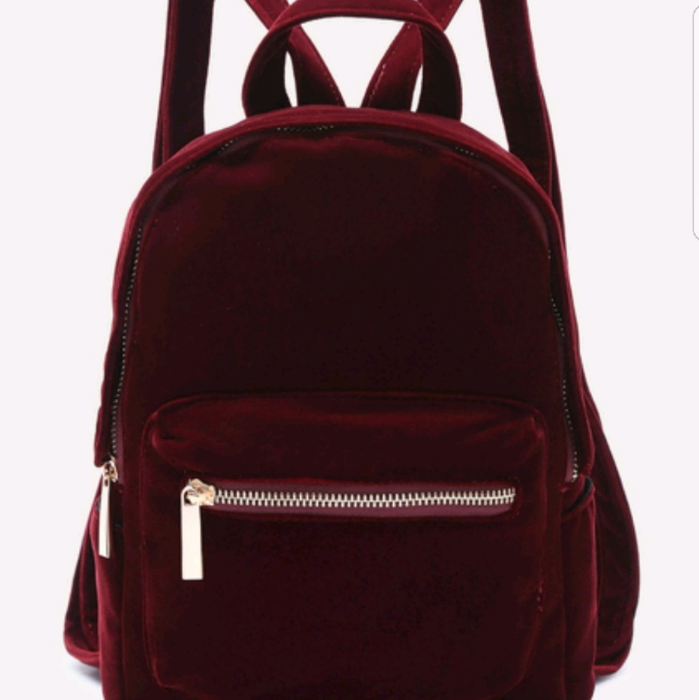 Burgundy Velvet Mini Backpack