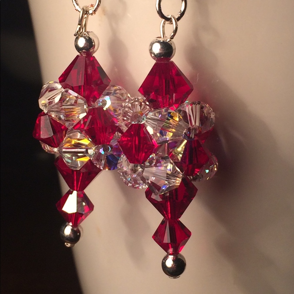 Cluster drop swarovski crystal earrings