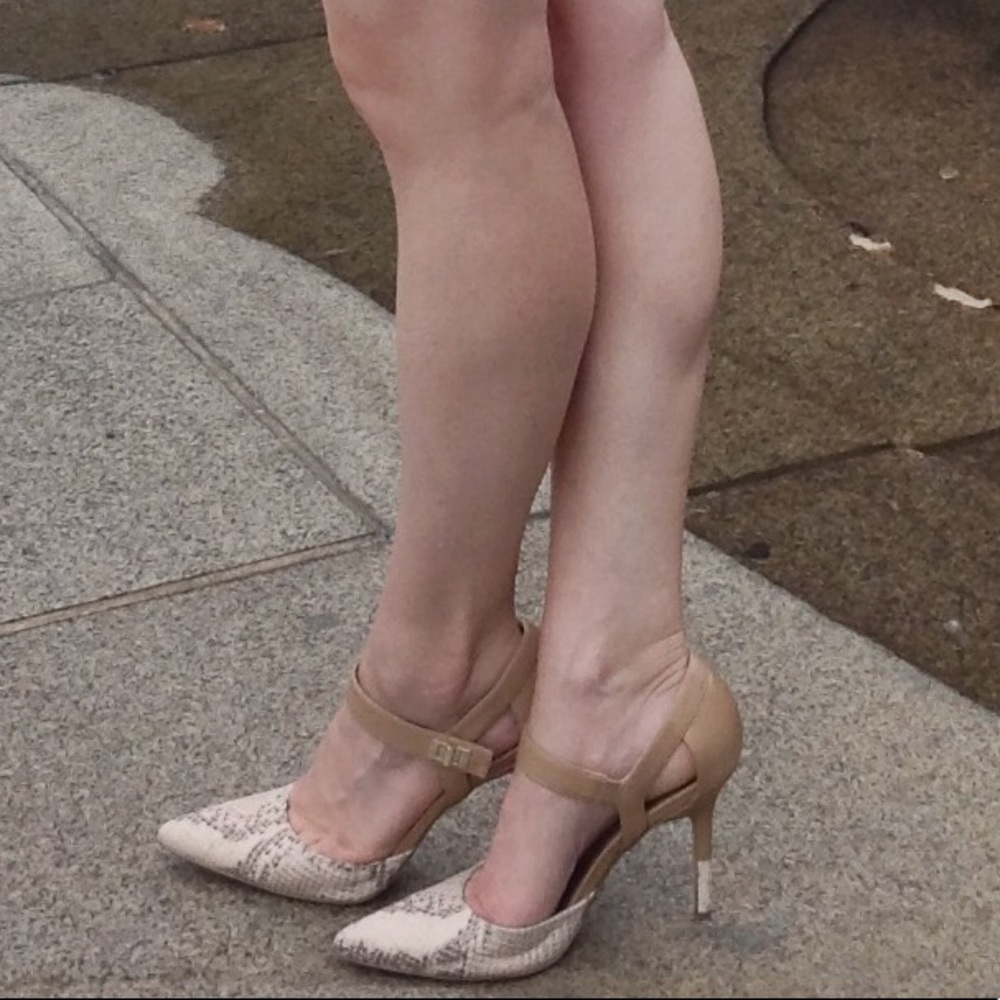 BCBG Generation snakeskin heels