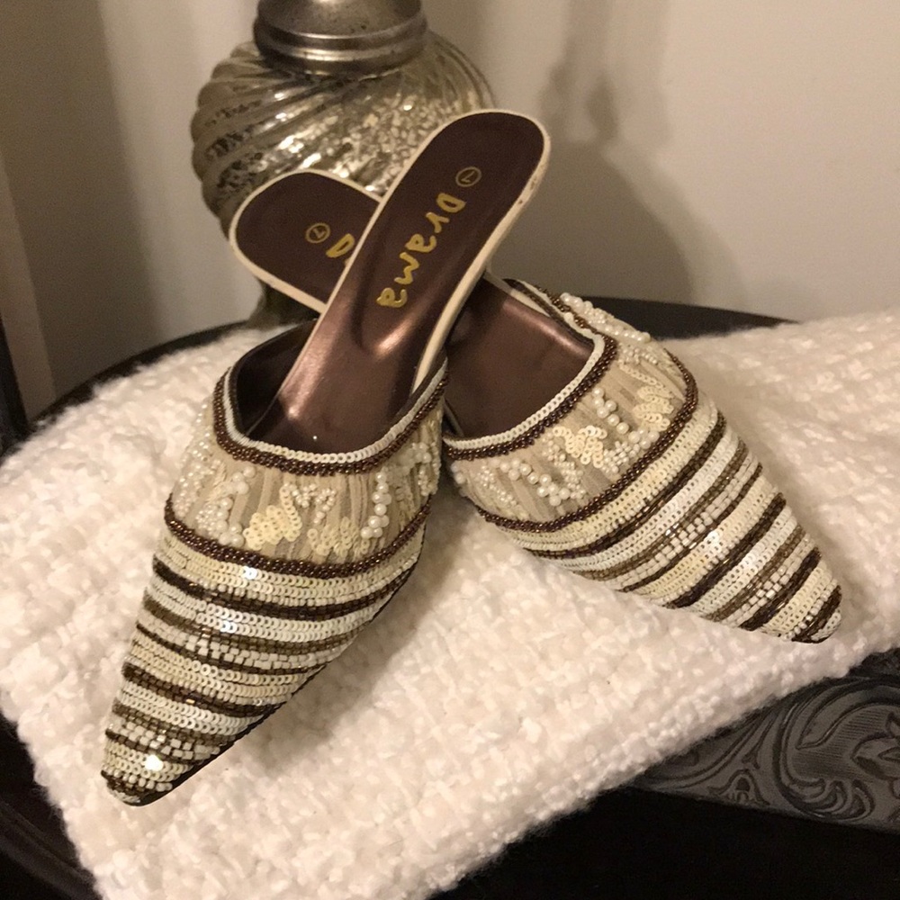 Beaded Boutique Slip On Heels