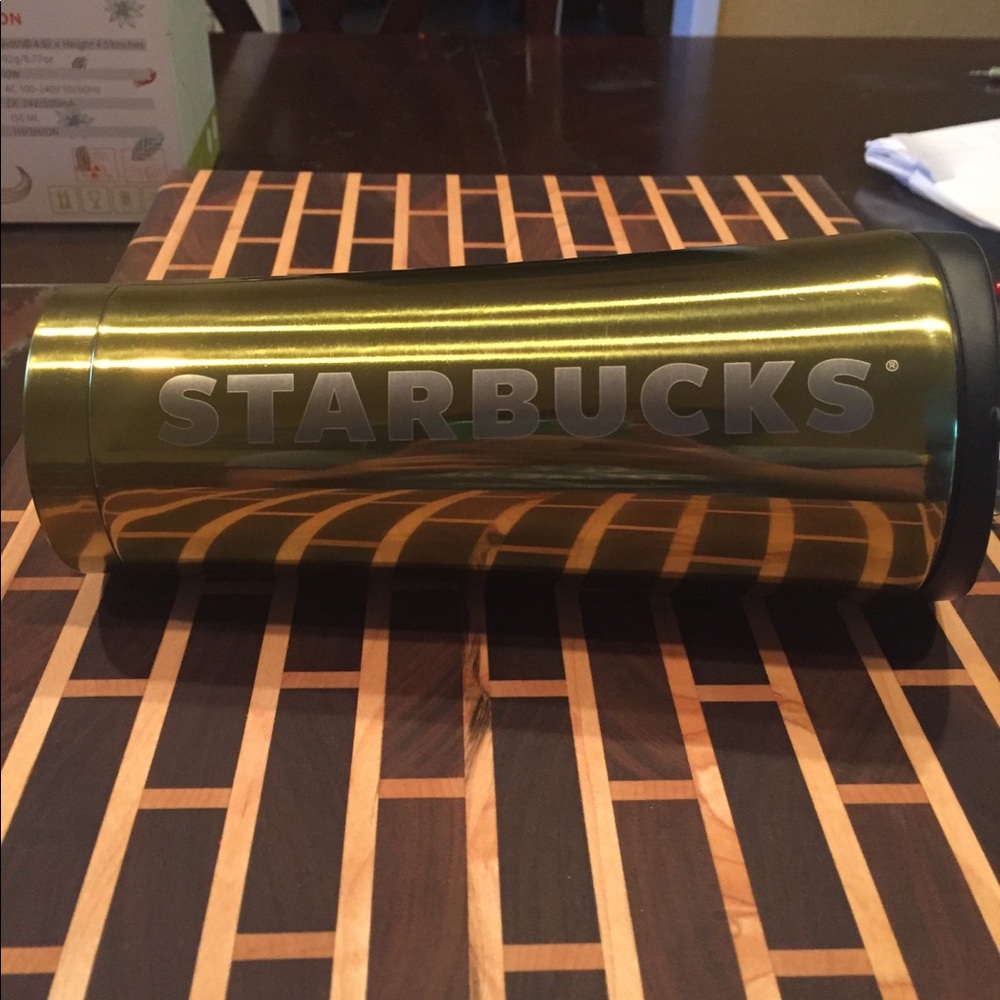 Never Used w/ BOX STARBUCKS GOLD Metal Thermos