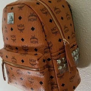 Stark Cognac Visetos In Side Studded Backpack