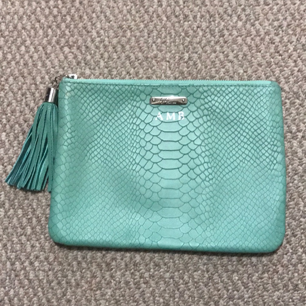 Gigi New York clutch - turquoise. Initials AMB