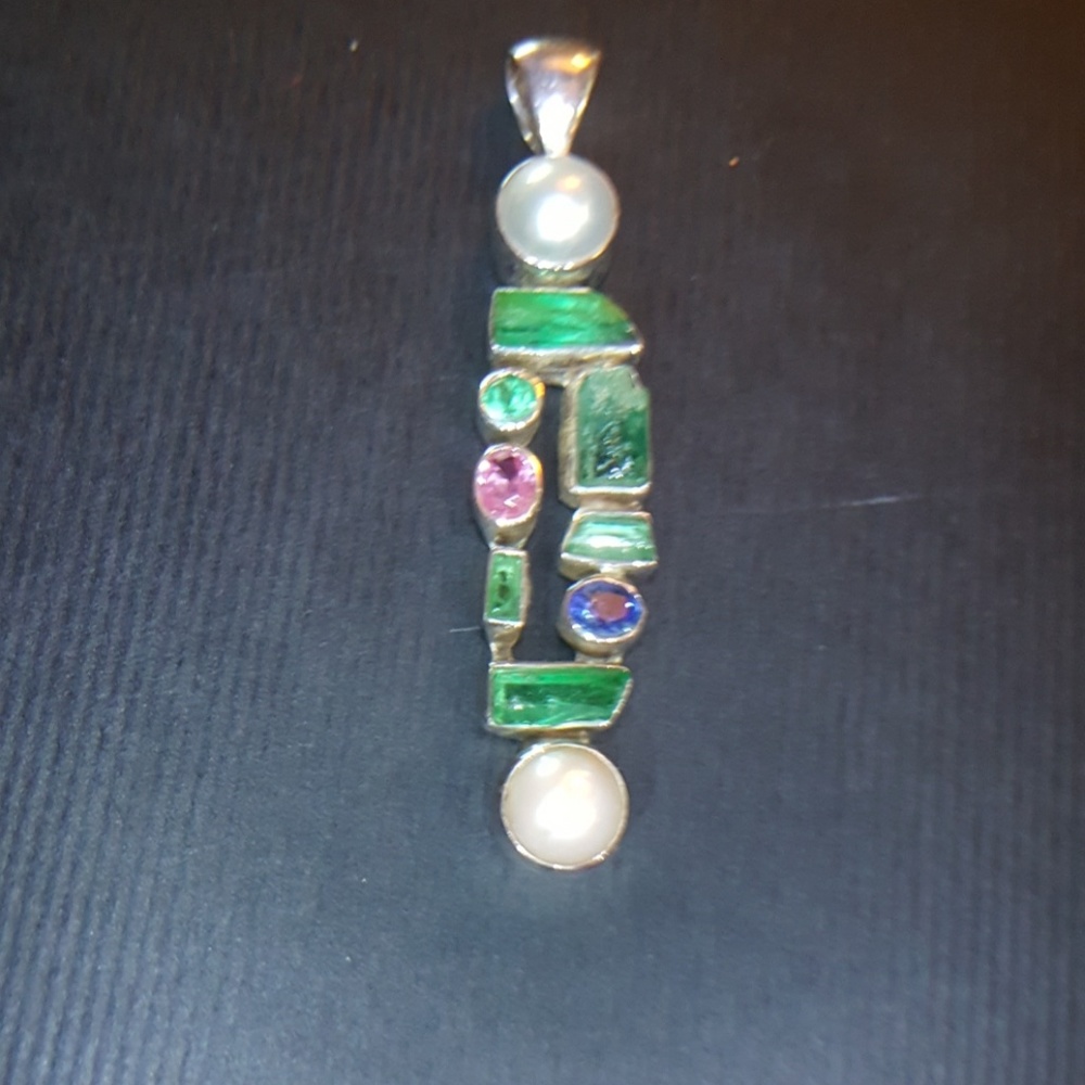 So beautiful silver pendant with genuine stones