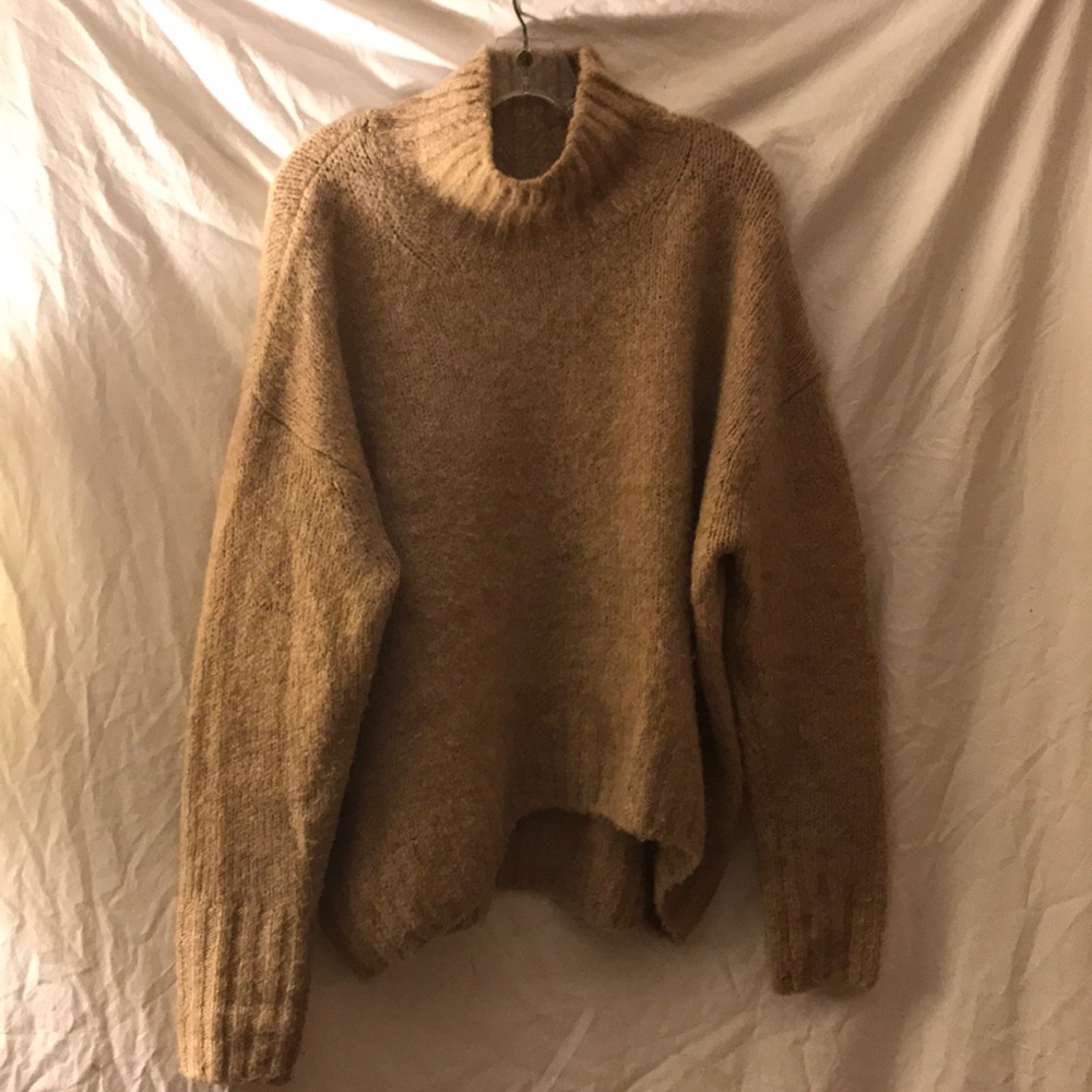 Camel oversized mock neck sweater by H&M