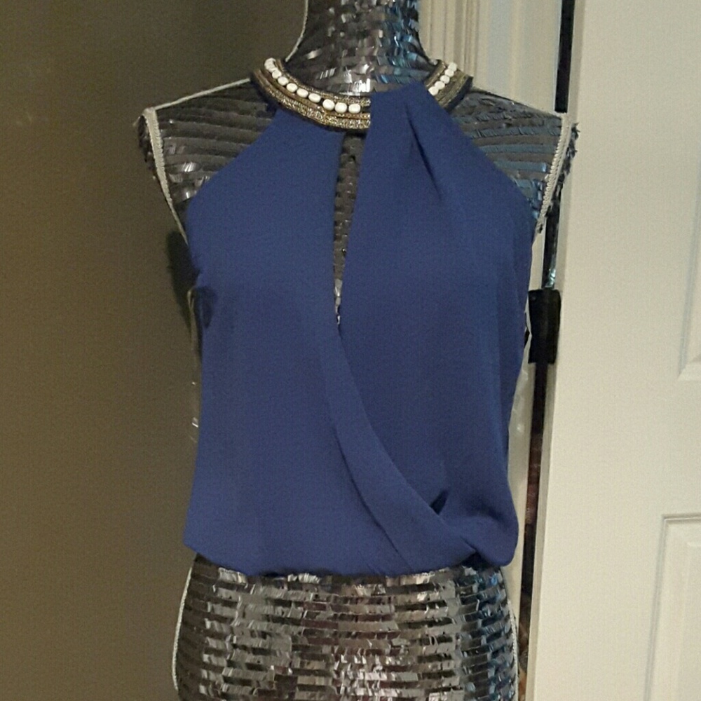 NWOT asymmetrical Blue Halter