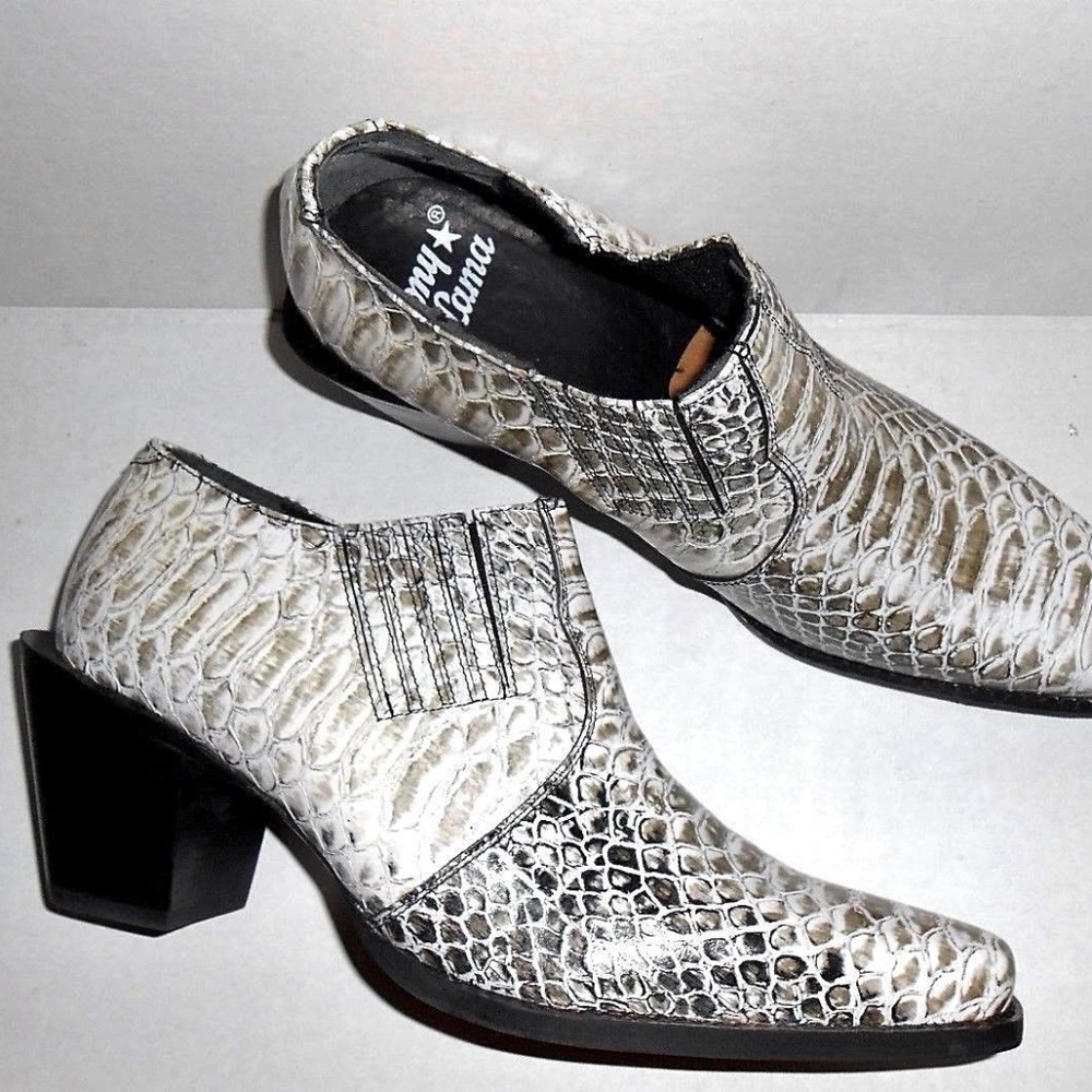 Women's Tony Lama White Gray Snake Embossed Bootie