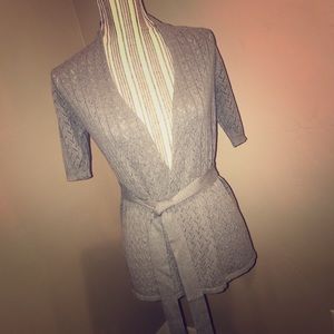 Limited grey short sleeved tie cardigan