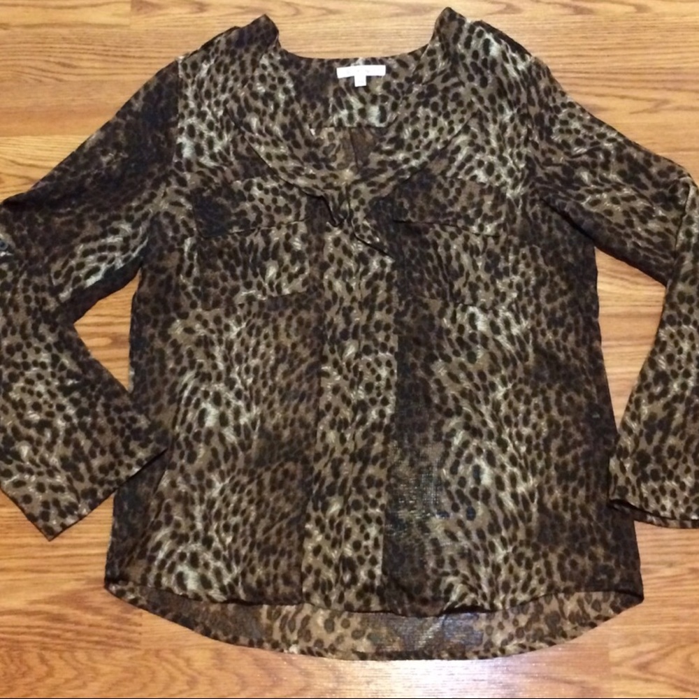 Leopard print Sheer Blouse