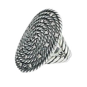 David Yurman Silver Coil Ring with diamonds NWT