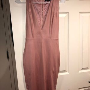 Pink v neck plunge dress