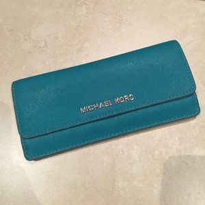 Michael Kors Blue/Green Saffiano Leather Wallet