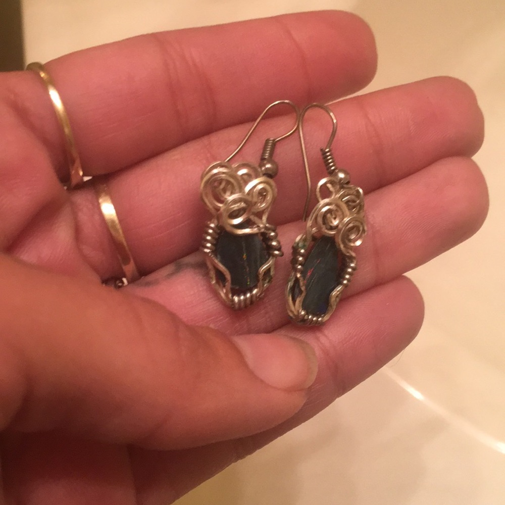 Sterling silver opal doublet earrings