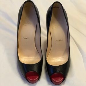 Christian Louboutin Leather Peep Toe Heels