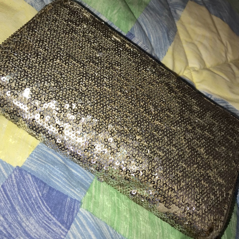 silver sequin glitter wallet