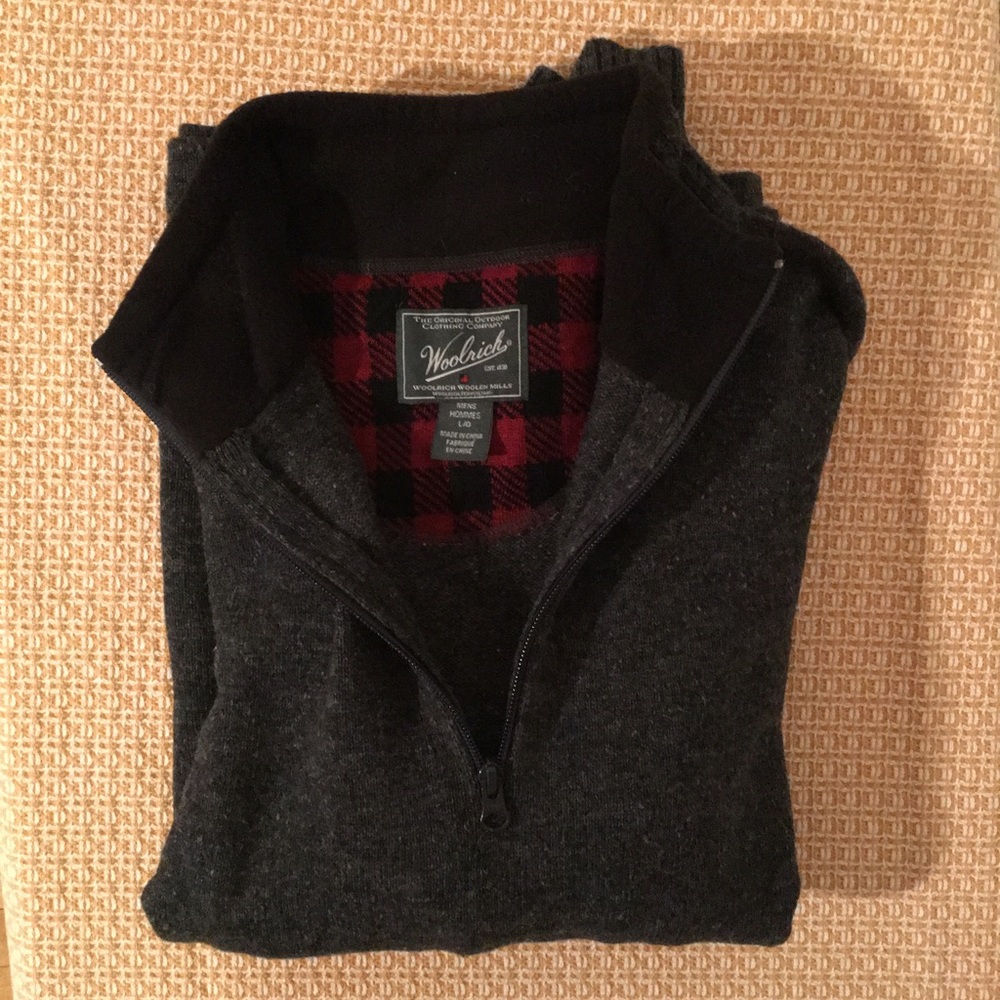 Woolrich L Grey Wool Pullover/Quarter-Zip!