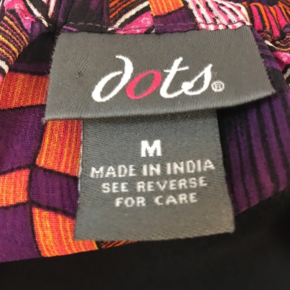 DOTS sheer purple orange 3/4 sleeve blouse Sz M - Picture 6 of 7
