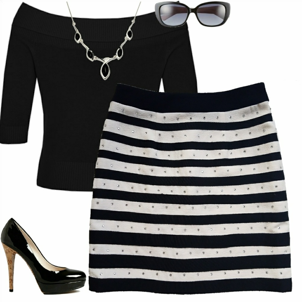 Nanette Lepore Embellished Stripe Skirt