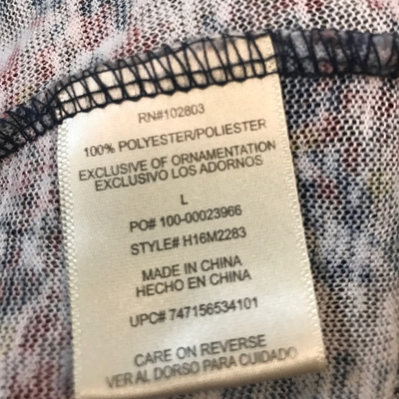 Dept 222 navy blue long sleeved sheer tunic Sz L - Picture 6 of 6