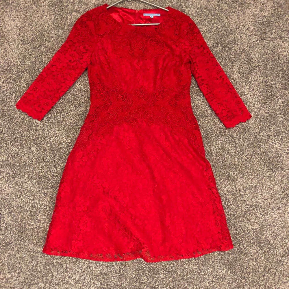 Red lace holiday dress