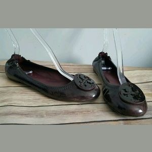 Tory Burch 'Reva' Plum Patent Leather Flats 8M