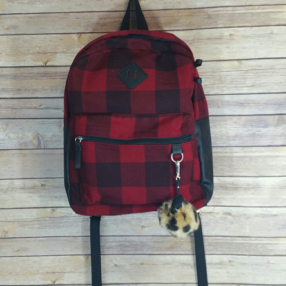 Candie's Red and Black, buffalo plaid backpack