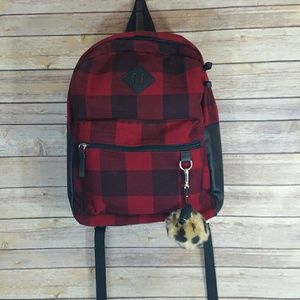Candie's Red and Black, buffalo plaid backpack