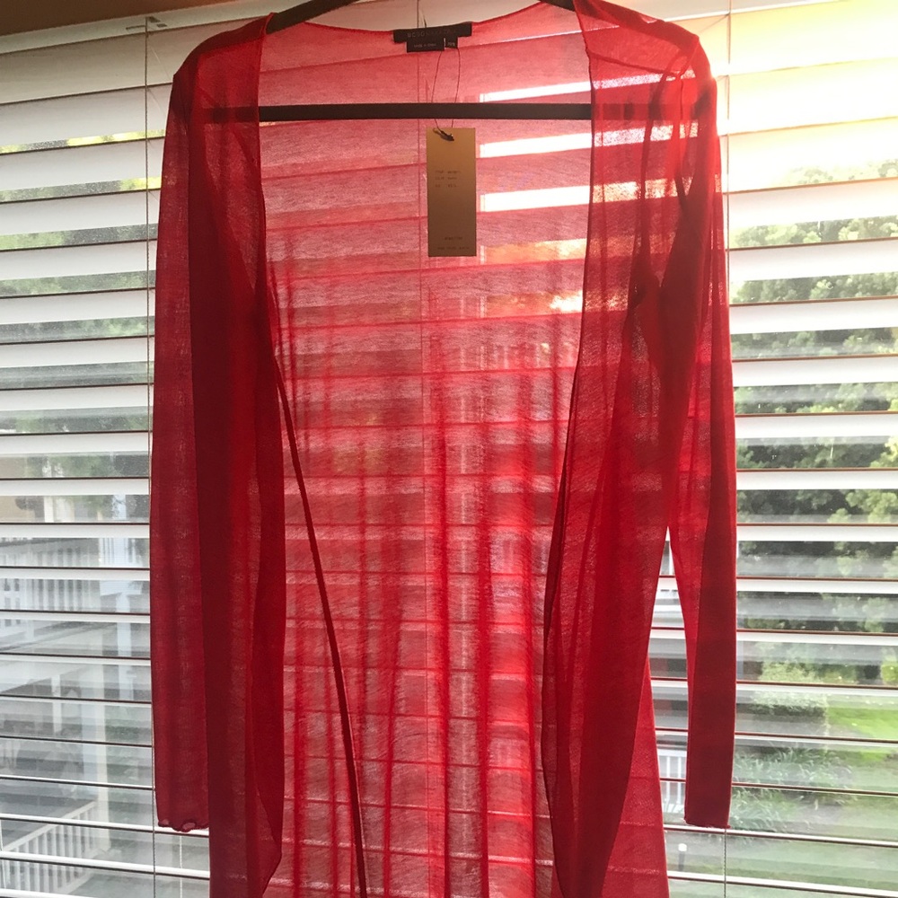 BCBG sheer calf length cardigan