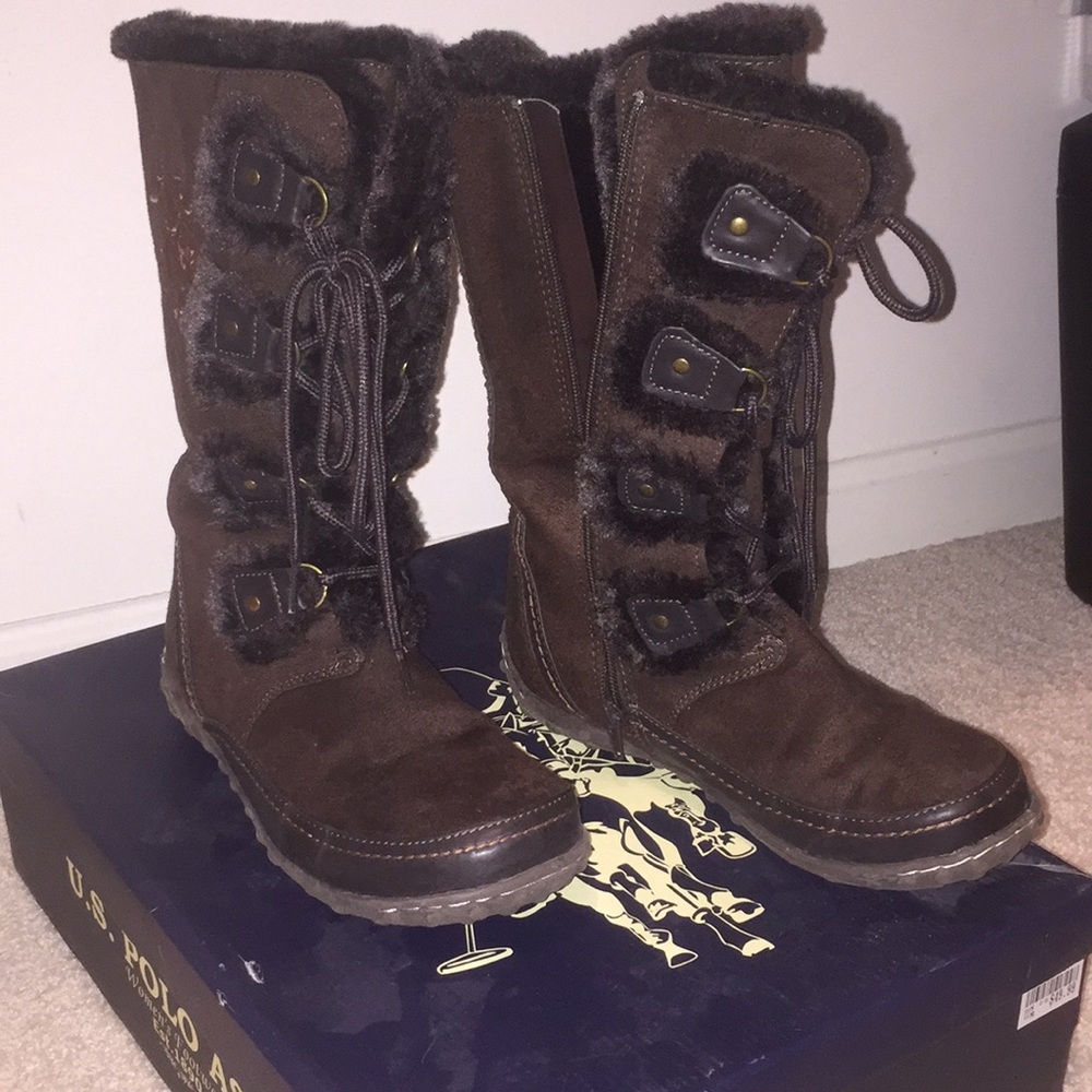 Brown - soft - furry over the ankle boots