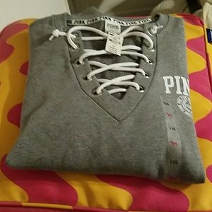 Lace up Pink Sweatshirt Tunic