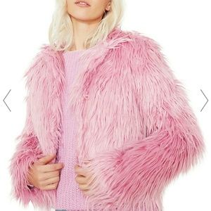 Women's pink faux fur jacket