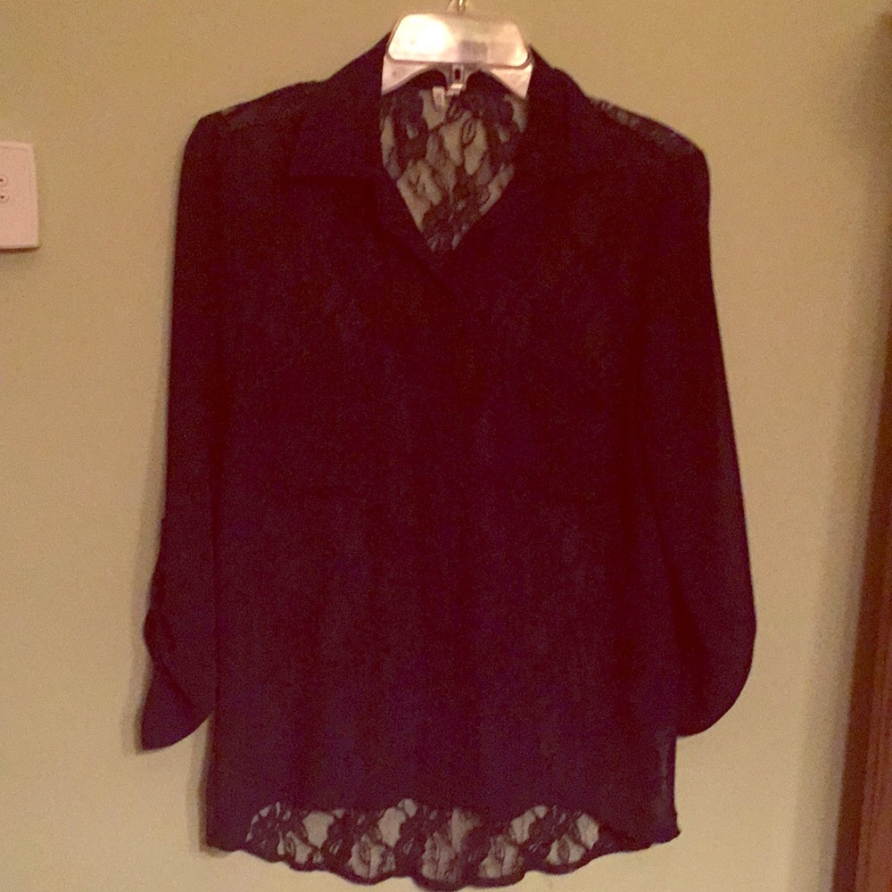 Cute blue Blouse with lace back.