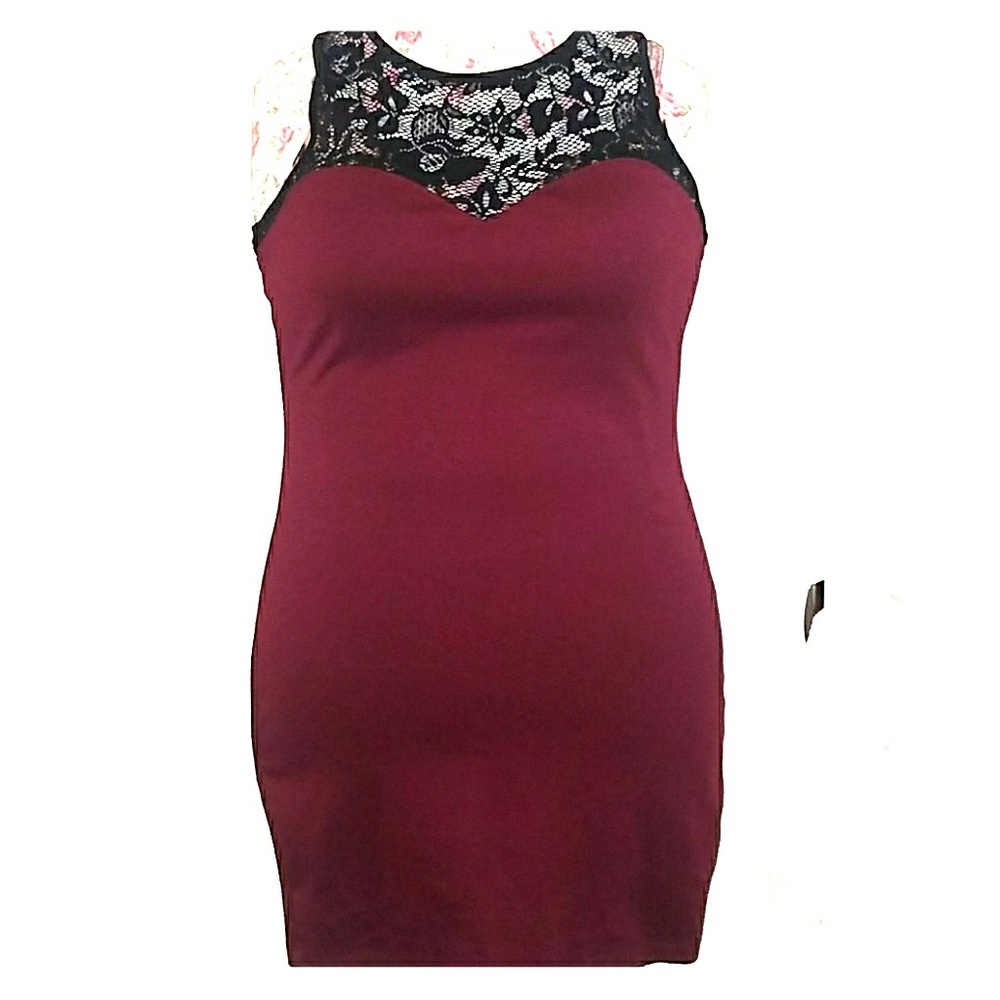 Maroon Bodycon Mini Dress